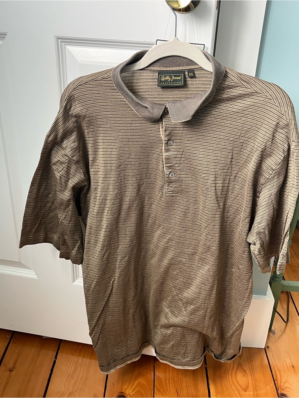 Bobby Jones tan polo xl tiny check pattern